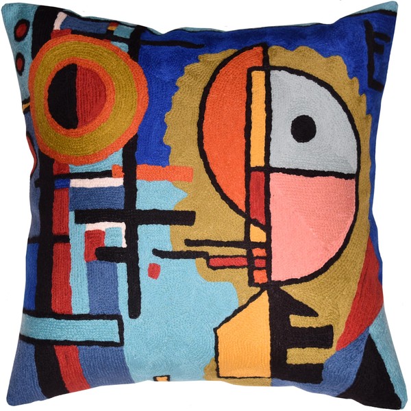 Kashmir Designs Kandinsky Upwards Abstract Pillow Cover Blue Decorative Throw