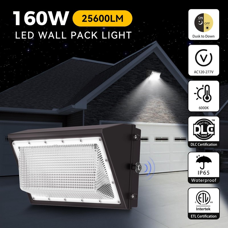 AIKVSXER 160W LED Wall Pack Light, 25600LM 6000K Dusk to