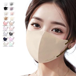 [jphanamori] マスク 不織布 立体 55枚 53枚 面長 カーキ