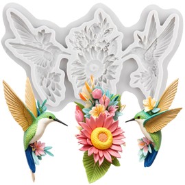 TAOXIBEI Hummingbird Polymer Clay Mold Bird Clay Molds Flower Silicone Mold for DIY Crafts Air Dry Plaster Jewelry Making Epoxy Resin Casting