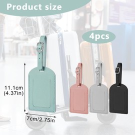 4PCS Luggage Tags Suitcase Name ID Card Tag Set Leather Luggage Tags Travel Handbag Accessories with Adjustable Strap Luggage Tags for Suitcases for Preventing Loss of Bags and Suitcases
