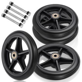 BOHUIZ 4 Pcs 6 Inch Walker Wheels Replacement, Replacement Wheels for Walkers Solid Wheelchair Front Wheel With 4 Axles for Wheelchairs, Rollators, Walkers