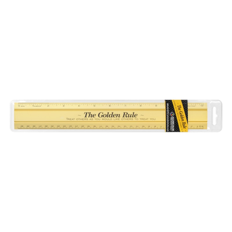 Alumicolor The Golden Rule Aluminum Office Ruler, 12IN, Gold