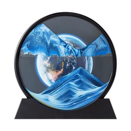 rysnwsu Moving Sand Art Picture w/Mirror, 3D Dynamic Sand Art Liquid Motion Sandscapes, Children's Large Desktop Art Toys, Home & Office Relaxing Desktop Decor (Blue-World, 7'')