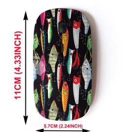 2.4G Wireless Mouse with Cute Pattern Design for All Laptops and Desktops with Nano Receiver - pop Colorful Fishing Lures