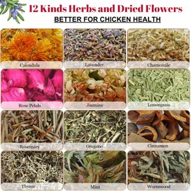 7 oz Chicken Nesting Herbs Flowers - 200 Grams Poultry Blend Herbs 12 Premium Nesting Box Herbs for Chicken Coop Refresher Boost Egg Laying Hens Herb Supplement for Backyard