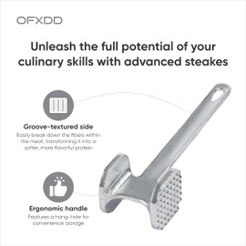 Meat Tenderizer Tool - Dual-Side Meat Mallet Tenderizer for Cooking Food - Metal Meat Tenderizer Hammer Dishwasher Safe - Heavy Duty Kitchen Hammer for Meat, 2 Pcs