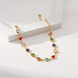 Heart Bracelets for Women, 18 Gold Plated Dainty Gold Heart Charm Bracelet Cute Bracelet for Teen Girls…