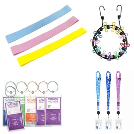 Asphodelia 13PCS Cruise Ship Essentials,Cruise Luggage Tags, Retractable Cruise Ship Card Lanyard, Beach Towel Strap, Clothesline for All Cruise Lines