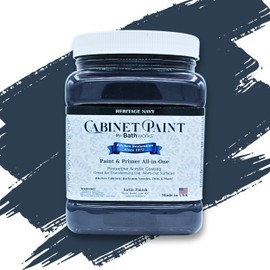 Bathworks Cabinet & Furniture Paint - Satin Finish, Easy Application, Low-VOC, Durable, Made in USA (Heritage Navy, 1 Quart)