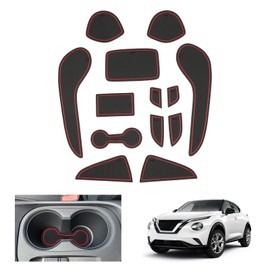 GAFAT Compatible with Nissan Juke F16 2020-2024 2025 (Electronic Brake) Non-Slip Mats, Juke Hybrid Rubber Mats Non-Slip Non-Slip Centre Console Door Seam Mats (Red)