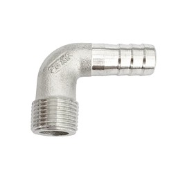 LOZOME 1/2"(12mm) Hose Barb x 3/8" Male NPT 304 Stainless Steel 90 Degree Elbow Adapter- Home Brew Pipe Fitting