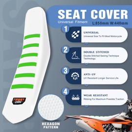 sawrain Universal White Dirt Bike Seat Cover, 6 Ribs Motorcycle Enduro Soft Dirt Pit Bike Seat Covers Green