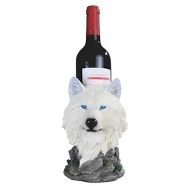 ICE ARMOR 7.75" H Snow Wolf Wine Rack Bottle Holder Dining Room Figurine Statue Sculpture Ornament Decoration Home/Room Decor Ideas