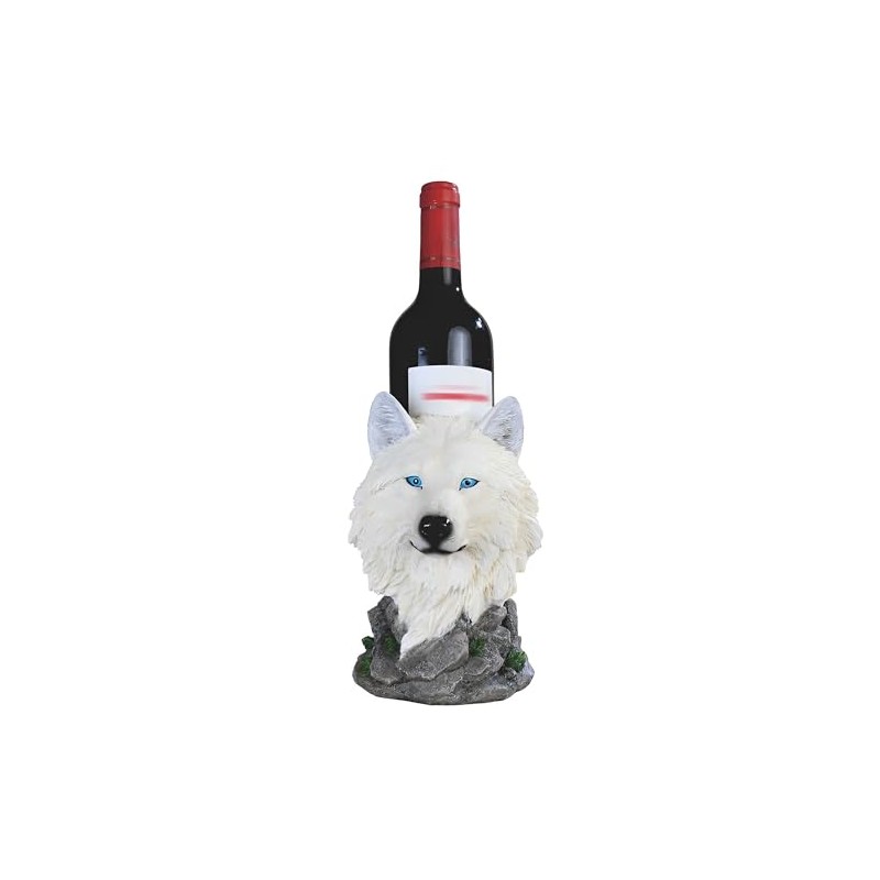 ICE ARMOR 7.75" H Snow Wolf Wine Rack Bottle Holder