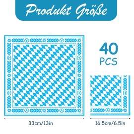 VOPIWOZ Pack of 40 3-Ply Bavarian Napkins, Oktoberfest Napkins, Blue and White, Oktoberfest Decoration, Bavarian Decoration, for Table Decoration, Oktoberfest Barbecue Party, 33 x 33 cm