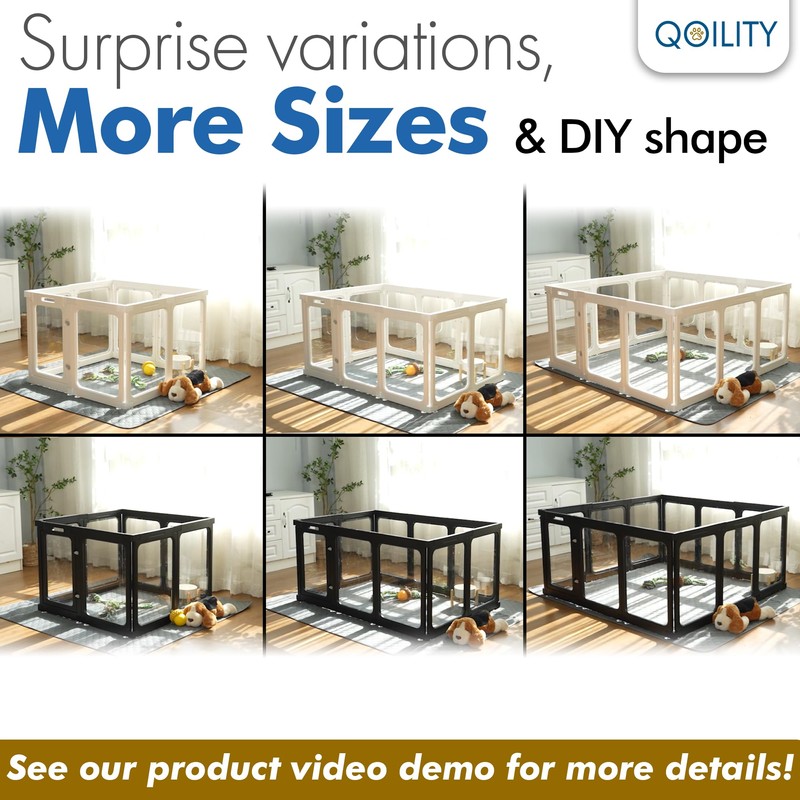 Qoility Clear Acrylic Dog Playpen with Door for Puppies &