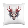 Scary Yokai Oni Mask Japanese Anime Warrior Throw Pillow