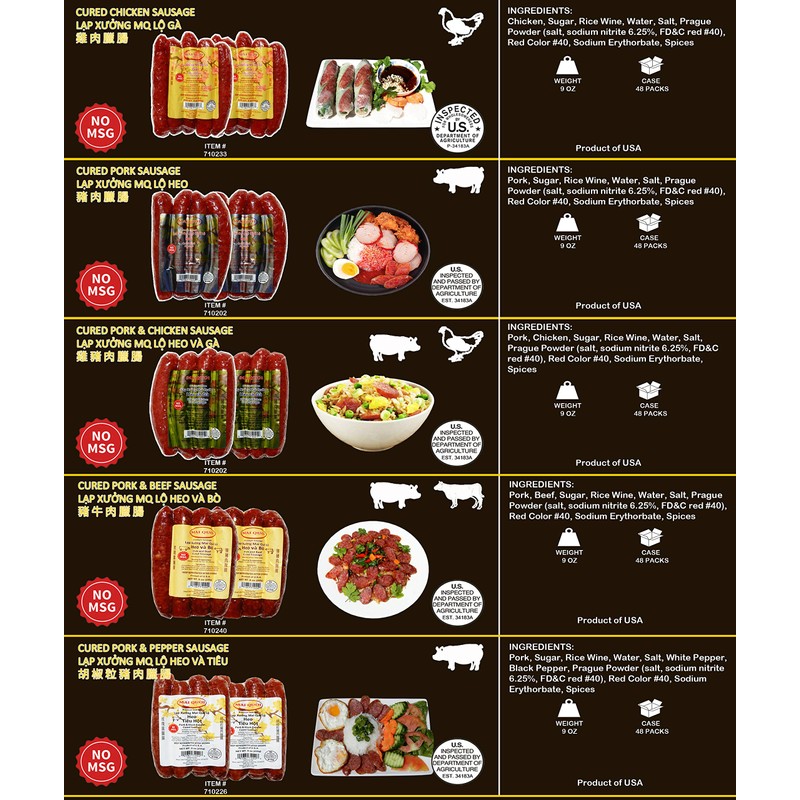 3 Packs of Premium Pork Chinese Style Sausage (Lap Xuong