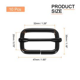 sourcing map Slide Buckle, 10Pcs 2" - Metal Tri-Glides Slide Adjuster with Movable Center Bar, Rectangle Belt Keeper for Bag Purse Straps Making Replacement (Black)