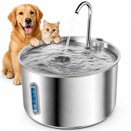 Adorabby Stainless Steel Cat Water Fountain, 135oz/4L, Ultra-Quiet