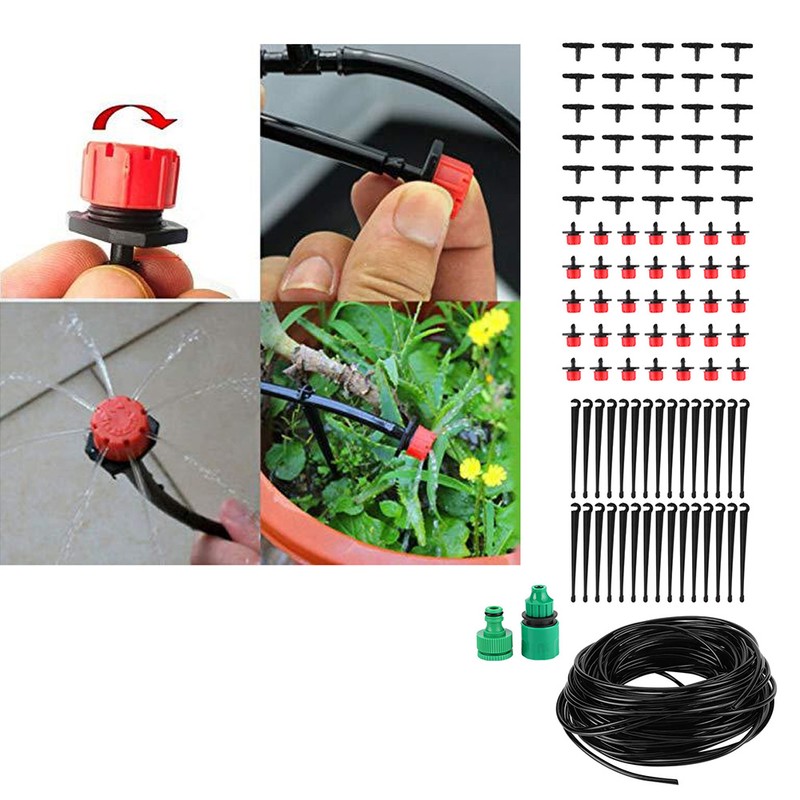 Garden Drip Irrigation System Automatic Watering Nozzles Pipe Kit 30m