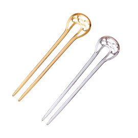 Hair Sticks for Buns, UNLONLEG 2Pcs Large French Hair Pins Fork Sticks Nordic Classical Double-forked Hairpin, Metal U-Shaped Hair Sticks, Silver Hair Stick Hair Accessory for Women, Gold & Silver(B#)