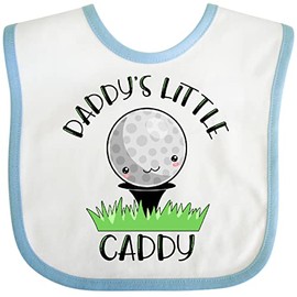 inktastic Daddy's Little Caddy Cute Golf Ball Baby Bib White and Blue 40f4d