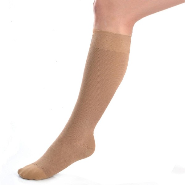 JOBST UltraSheer Knee High with SoftFit Technology Band, 20-30 mmHg Compression Stockings, Closed Toe, Small, Natural