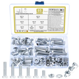 85 Pcs M8 Nuts and Bolts Set, M8 Hex Bolts and Nuts Set, Machine Screws Assorted Bolts and Nuts and Washers Assortment Kit for Home or Repair