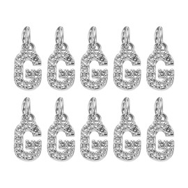 uxcell Rhinestone Letter Charm, 10pcs Crystal Zirconia Copper Alphabet g Pendants Slider Letter Charm for Wristbands Bracelets Necklace Jewelry Earring DIY Craft, Silver