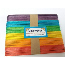 Large Eco Wooden Lollipop Coloured Craft Sticks Lolly 150mm x 18mm - Pack of 50