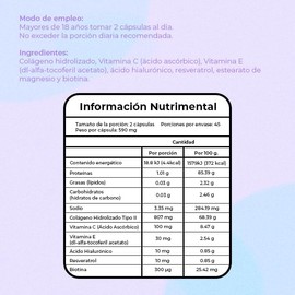COLAGENO HAIR SKIN & NAILS | NatGel Colágeno FEM - Complex para Mujer | Colágeno Hidrolizado con Biotina, Ácido Hialurónico, Resveratrol, Vitamina E y Vitamina C | Cápsulas Veganas VCaps