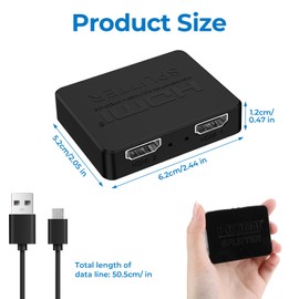 OIHCAZ HDMI Splitter for Dual Monitors, HDMI Splitter Extended Display, 4K@30Hz Mirroring for Home Theater/Gaming/Office, Dual HDMI Adapter for 2 Monitors, USB-Powered, No Lag, Plug & Play
