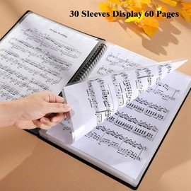 Sheet Music Folder, 60 Pages Capacity, Sheet Music Holder,Fits Letter Size A4, Writable & Detachable(White) Easy to Use