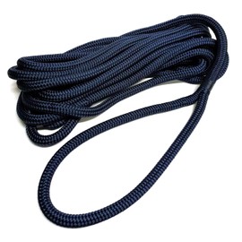 Double Braid 12mm Dockline Polyester Braid on Braid Spliced Mooring rope Dock Lines READY TO USE (Navy Blue, 6mt)
