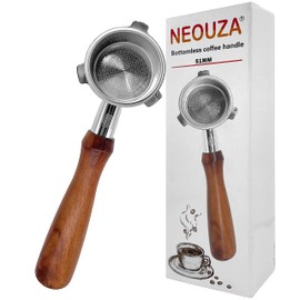 NEOUZA Espresso filter holder without base, 51 mm, compatible with Delonghi La Specialista EC9155/93359355/9665 304 food grade stainless steel with pressureless filter basket