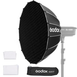 Godox Softbox S120T+Grid Bowens Mount 47.2in/120cm Quick Release Umbrella Softbox with Grid Bowens Mount - Portable Versatile Precise Control - Ideal for Studio Photography Live Streaming and Travel