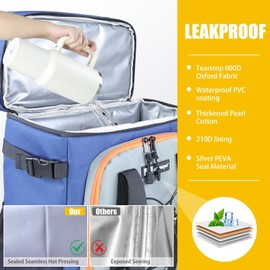 Backpack Cooler - AYAMAYA Upgrade Leakproof Cooler Backpack with Padded Top Handle, 40 Cans Large Waterproof Insulated Camping Coolers for Beach, Fishing, Picnic, Travel, BBQ