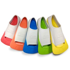 Flow Premium Rubber Short Blade Fins for Swim and Lap Training - Youth Sizes for Kids, Young Men, and Women (XXS 1-3 (Orange))