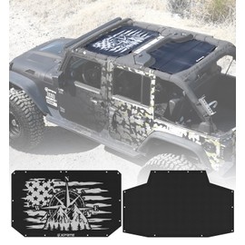 Xprite Adventure Style Sunshade for JK, Front & Rear Sun Shade Mesh, Nice UV/Wind/Noise Blocking Bikini Top Cover Compatible with 2007-2018 Jeep Wrangler JK JKU 4 Door, 2PCS