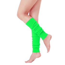 v28 Women Juniors 80s Eighty's Ribbed Leg Warmers for Party Sports (Green)