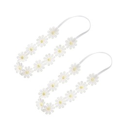 URIMPAVIDO 2PCS Baby Girl Lace Flower Headband Soft Elastic Hair Bands Cute Floral Headpiece for Baby photography (Yellow, 14.96 Inch)