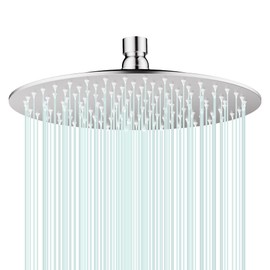 AULEEND All Metal Rain Shower Head - Heavy Duty Stainless Steel, Easy Install, High Water Flow, Ultra-Thin Modern Design for Bathroom (Chrome, 10)