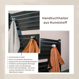 anapont Towel Rail Towel Knob – White – Chrome – Black – Towel Hook Bathrobe Holder for Radiator Bathroom Radiator Set of 2 (Black, Type 1)