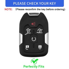 for GMC Key Fob Cover with Keychain, Key Case Shell TPU Full Protection Compatible with GMC Chevy Silverado Suburban Tahoe Acadia Terrain Yukon Sierra 1500 2500 3500 HD Smart Key (Red, 6 Button)