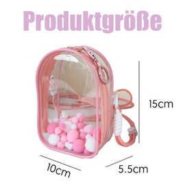 Doll Case, Doll Bag, Protective Cover, Pink Border, 10 x 5 x 15 cm, Transparent Bag for Collectibles and Accessories, Ideal for Travel and DIY Projects