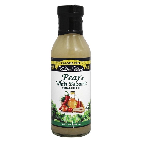Walden Farms Pear White Balsamic Vinaigrette Dressing, 12 oz Bottle, Fresh and Delicious Salad Topping, Sugar Free 0g Net Carbs Condiment, Sweet and Tangy, 6 Pack