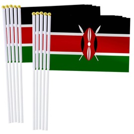 25 Pack Kenya Handheld Small Flag,Mini Kenyan Hand Held Miniature Stick Decor