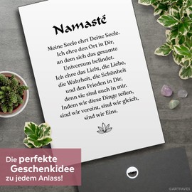 ARTFAVES® Wooden Picture with Saying - Namasté | Modern Wooden Sign Black and White for Decoration or as a Gift on the Theme of Love/Spirituality/Yoga/Friendship